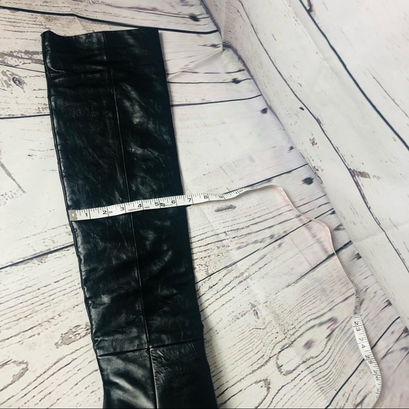 Saint Laurent Tall Slouch Leather Boots Black Knee High YSL 37 - Picture 15 of 16
